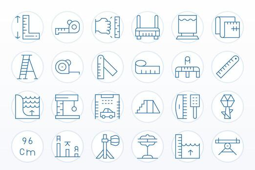 24 Retina Ready Thin Line Icons for Height with Pixel Aligned precision vector