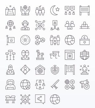 Community Comprehensive Bundle with 40 Display Perfect Thin Line 64x64 Icons vector