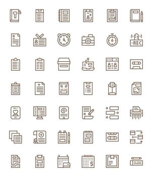 42 PIXEL Perfect Regular Line Icons designed for Record Interface vector