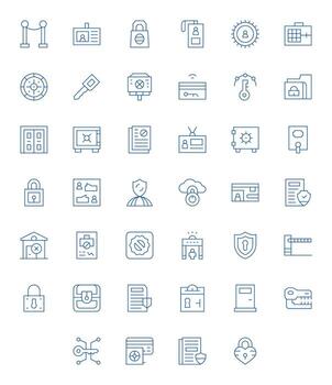 Access Control Modern Collection with 40 Thin Line High Resolution Grid Fitted Icons vector