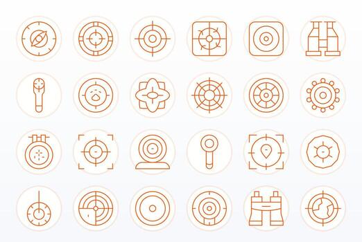 24 Icons for Scope optimized in Grid Fitted 256x256 Thin Line resolution vector