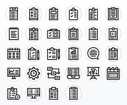 Tasks Complete Package with 28 High Resolution Bold Line PIXEL Perfect Icons vector