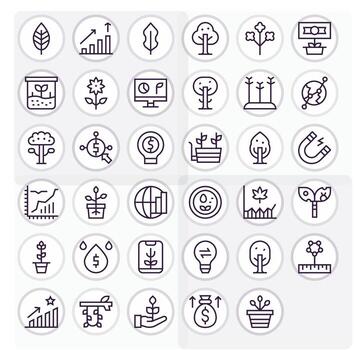 Growth Display Perfect Set with 35 High Resolution Regular Line Icons vector