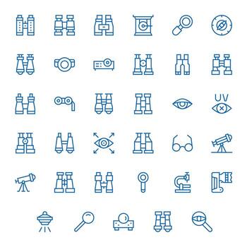 35 Regular Line Pixel Optimized Icons tailored for Optical 128x128 interface vector
