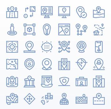 36 Bold Line Editable Icons for Coordinates Graphics vector