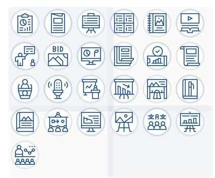 25 regular línea íconos desde presentación en 256x256 monitor Perfecto calidad vector