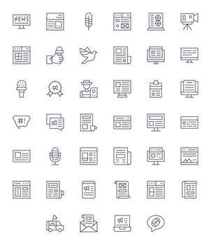 40 Icons for News optimized in Display Perfect 128x128 Thin Line resolution vector
