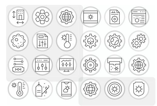 24 High Resolution Display Perfect Icons for Parameters in Thin Line Theme vector