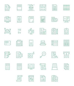 40 Pixel Optimized 64x64 Icons for Spreadsheet in elegant Thin Line design vector