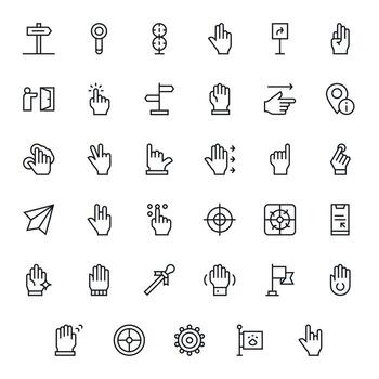 35 256x256 Regular Line Icons optimized for Pointer Editable display vector