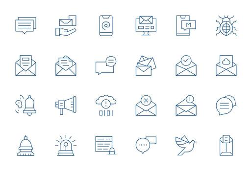 Notification featuring 24 High Resolution Icons in Thin Line Design vector