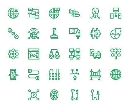 Connection Point Complete Package with 28 High Resolution Bold Line Pixel Optimized Icons vector