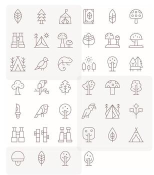 40 Thin Line Icons designed for Forest in High Resolution Pixel Aligned format vector