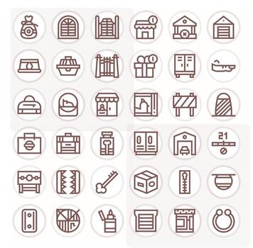 Closed Scalable Set featuring 36 Pixel Optimized Bold Line 64x64 Icons vector