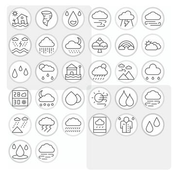 32 Pixel Optimized Thin Line Icons designed for Storm Interface vector
