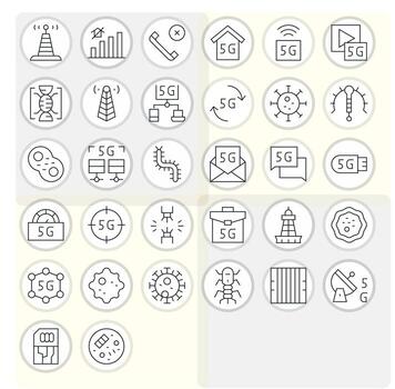 32 Thin Line Icons designed for Cellular in 256x256 Pixel Aligned format vector
