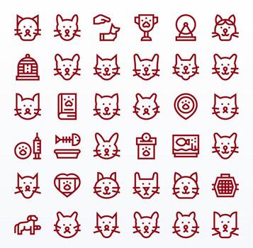 36 High Resolution Bold Line Pixel Optimized Icons for Pet Projects vector