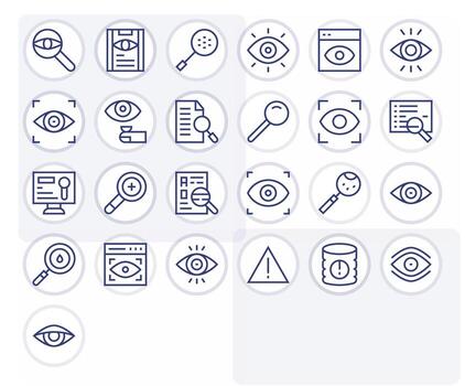 Inspect Professional Set with 25 Regular Line Grid Fitted High Resolution Icons vector