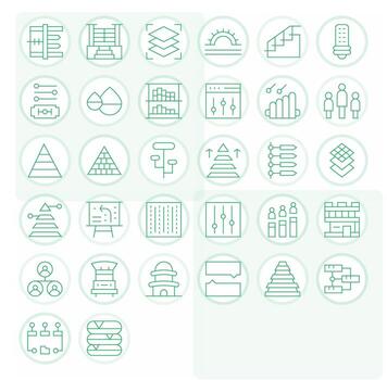 Levels Comprehensive Bundle with 32 Display Perfect Thin Line Retina Ready Icons vector