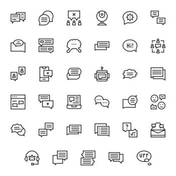 35 Regular Line Display Perfect Icons for Chat Graphics vector