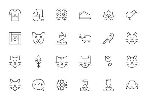 24 Pixel Aligned Thin Line Icons designed for Icon Graphic Interface vector