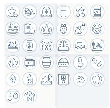 32 256x256 Thin Line Pixel Optimized Icons for Produce Projects vector