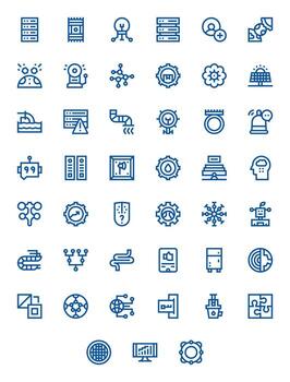 sistema icono caja de herramientas presentando 45 píxel Perfecto 256x256 negrita línea elementos vector