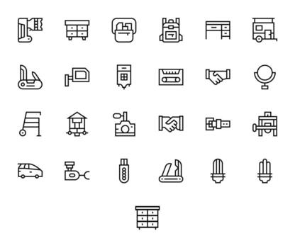 25 regular línea editable íconos hecho a mano para compacto 256x256 aplicaciones vector