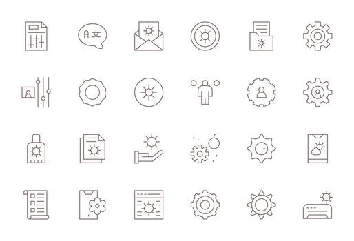 preferencias icono conjunto con 24 Delgado línea alto resolución detalle mejorado gráficos vector