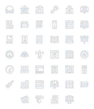 40 retina Listo Delgado línea íconos optimizado para leyendo píxel alineado monitor vector