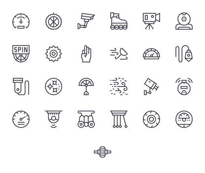 25 Grid Fitted High Resolution Icons for Motion in elegant Regular Line design vector