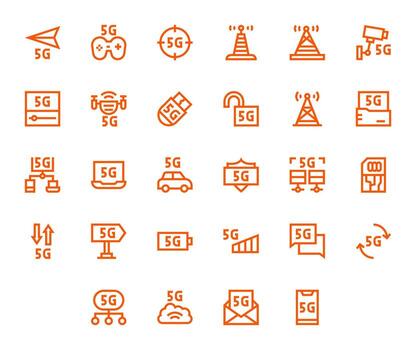 28 High Resolution Bold Line Icons optimized for 5G Pixel Aligned display vector