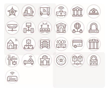 25 64x64 Regular Line Icons optimized for Gateway Display Perfect display vector