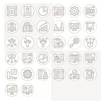 32 128x128 Delgado línea píxel Perfecto íconos para datos análisis proyectos vector