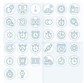 32 Thin Line Display Perfect Icons tailored for Timer High Resolution interface vector
