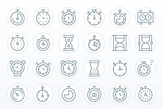 24 alto resolución Delgado línea editable íconos para transcurrido hora proyectos vector