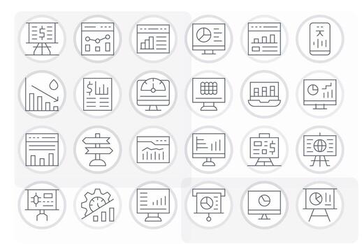 Charts Icon Toolkit featuring 24 PIXEL Perfect Retina Ready Thin Line elements vector