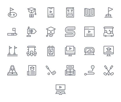 25 Detail Enhanced Regular Line Icons designed for Course Interface vector