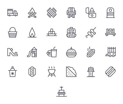 25 Retina Ready Regular Line Icons optimized for Picnic PIXEL Perfect display vector
