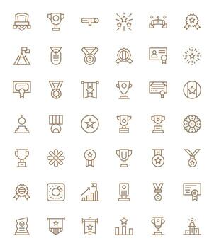 42 Grid Fitted Icons themed around Accomplishment in 128x128 Regular Line format vector