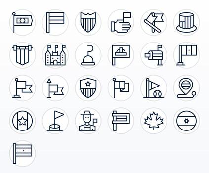 bandera icono arsenal con 25 256x256 regular línea píxel optimizado diseños vector