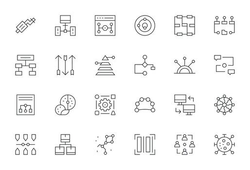 Data Flow Graphics featuring 24 Thin Line Pixel Aligned 256x256 Designs vector