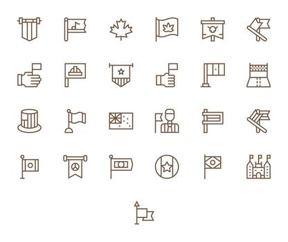 25 alto resolución regular línea íconos optimizado para bandera editable monitor vector