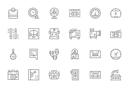 24 Icons for Analog featuring 64x64 Pixel Aligned Thin Line Graphics vector
