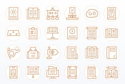Instruction Icon Set with 24 Thin Line 256x256 Detail Enhanced Graphics vector