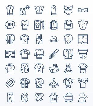 42 Regular Line Pixel Optimized 128x128 Icons from Clothing Suite vector