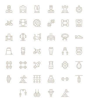 Fitness Icon Repository containing 40 Thin Line 128x128 Display Perfect graphics vector