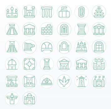 32 Thin Line Pixel Aligned Icons crafted for Stone High Resolution applications vector