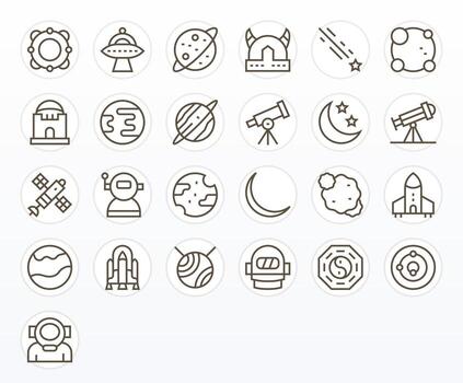 25 Detail Enhanced Regular Line Icons designed for Universe Interface vector