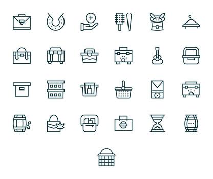 25 Icons for Hold featuring 64x64 Display Perfect Regular Line Graphics vector